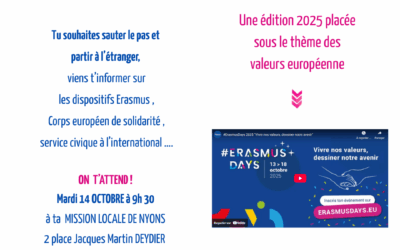 ÉVÈNEMENT  « ErasmusDays »  ML NYONS. On vous attend !